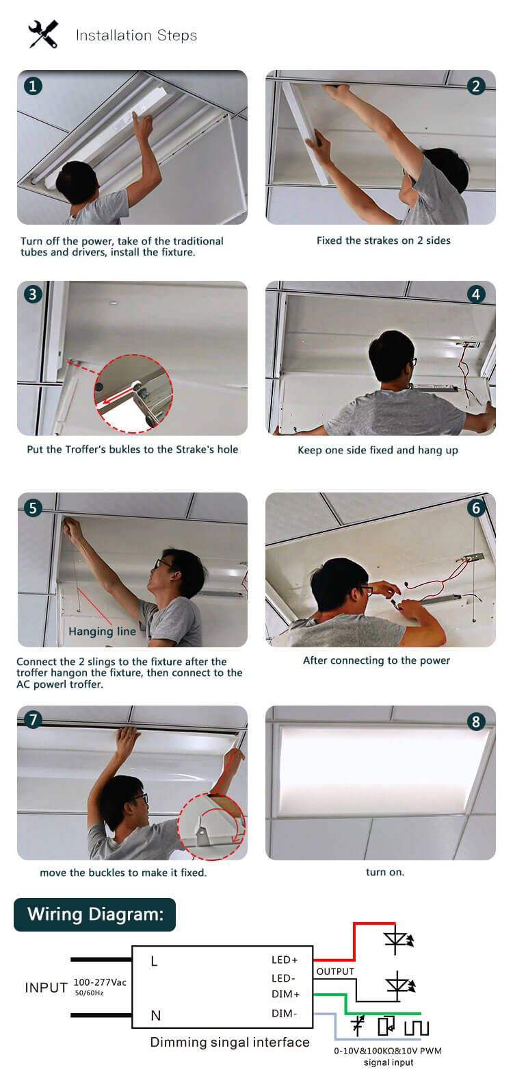 how to wire troffer lights