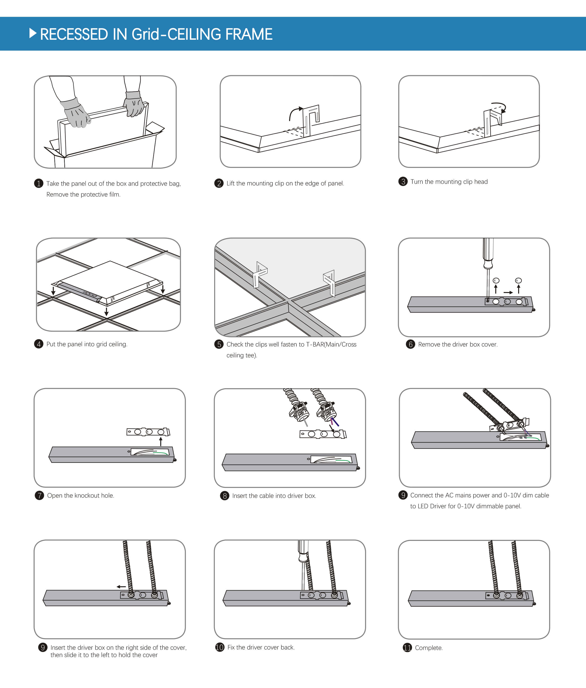 Smart lighting control led flat ceiling panel light install guide